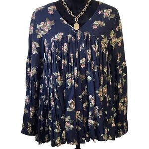 MOD X BOHO FLORAL PLEATED GYPSY TOP SZ SM